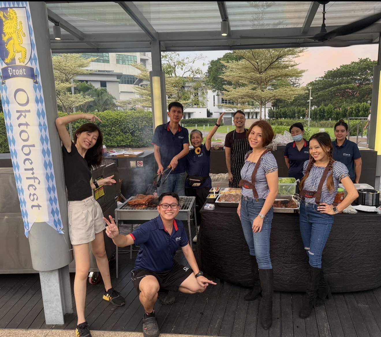 CharB team grilling at an Oktoberfest BBQ event in Singapore